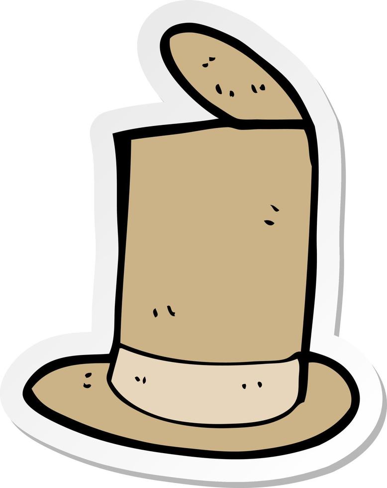 sticker of a cartoon old top hat vector