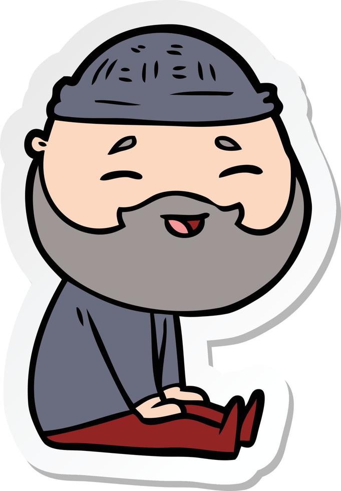 sticker of a cartoon happy bearded man vector