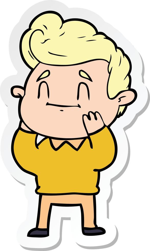 sticker of a happy surprised cartoon man vector