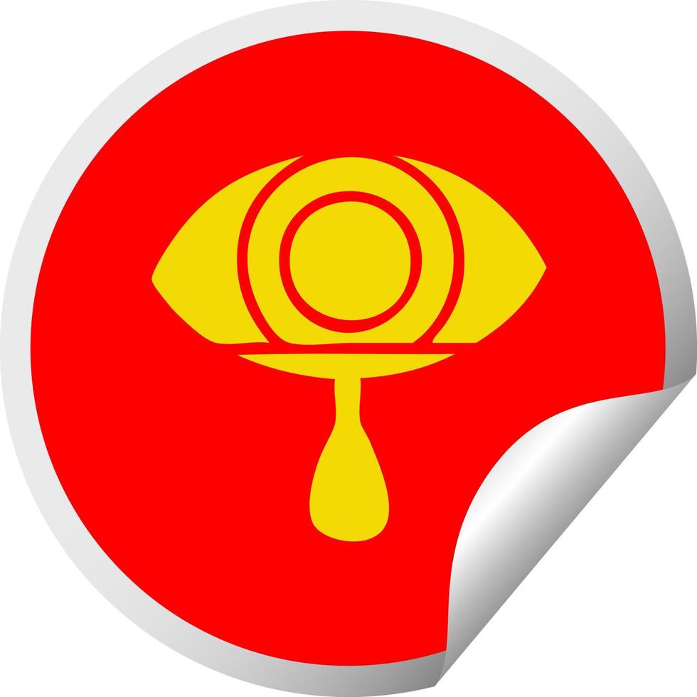 circular peeling sticker cartoon crying eye vector