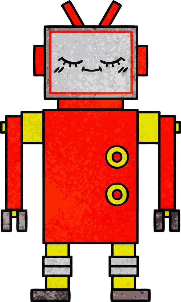 retro grunge texture cartoon robot vector