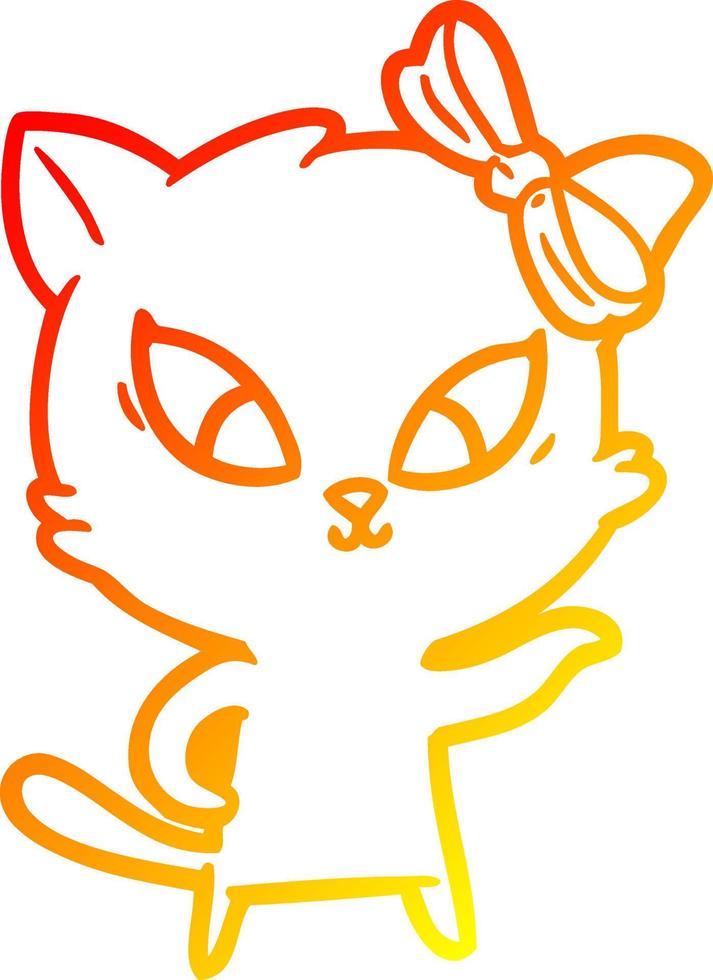 gato de dibujos animados de dibujo de línea de gradiente cálido vector