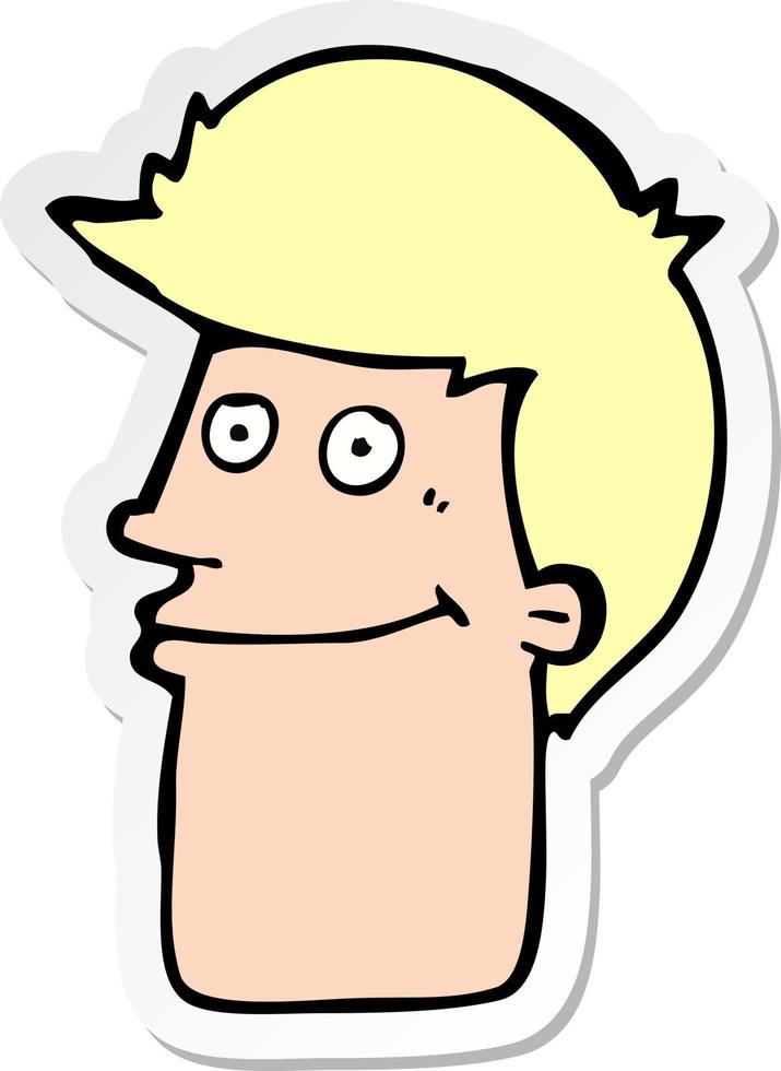 sticker of a cartoon smiling man vector
