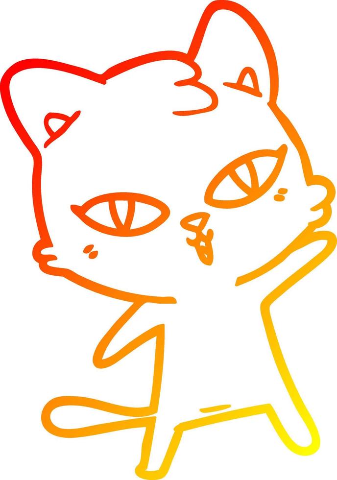 warm gradient line drawing cartoon cat vector