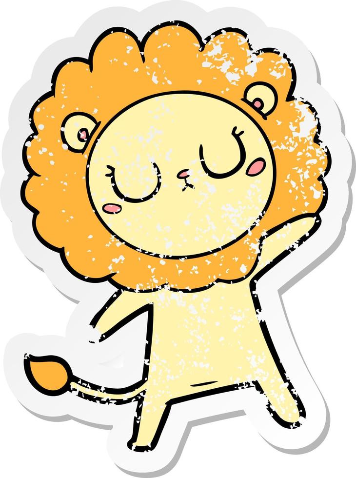 distressed sticker of a cartoon lion vector