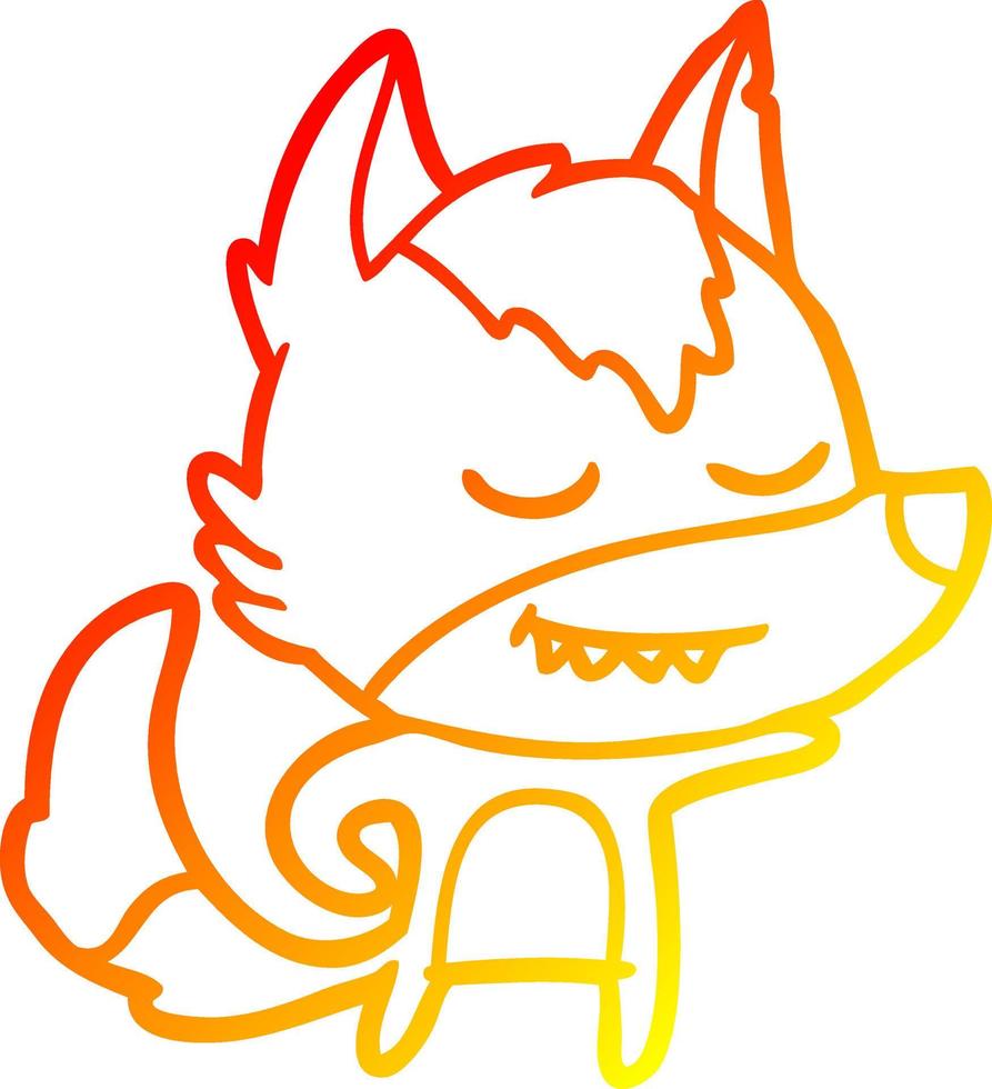 warm gradient line drawing friendly cartoon wolf vector