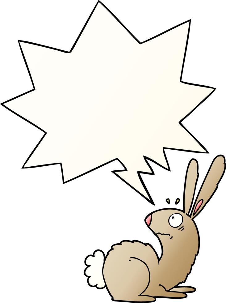 cartoon startled bunny rabbit and speech bubble in smooth gradient style vector