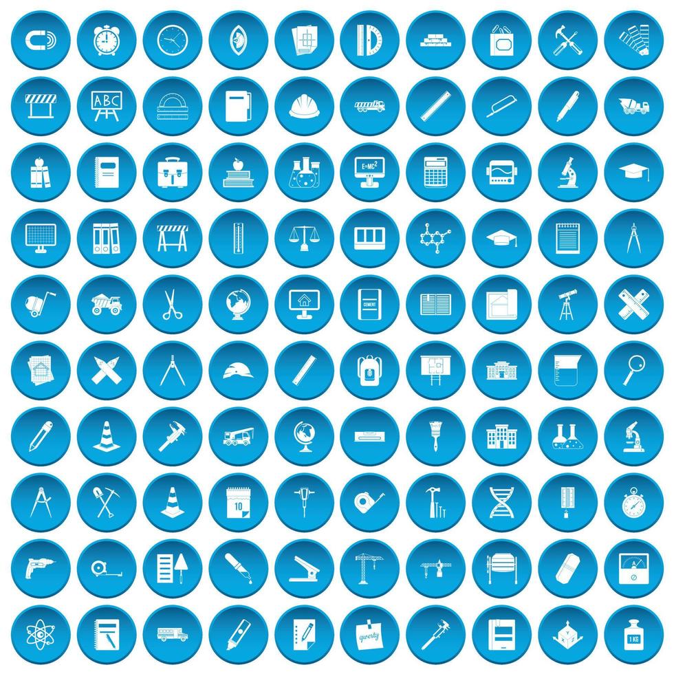 100 compass icons set blue vector