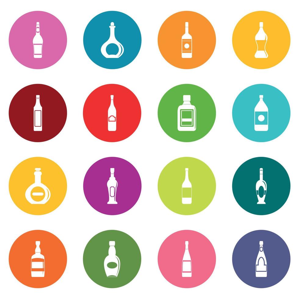 Bottle forms icons many colors set vector