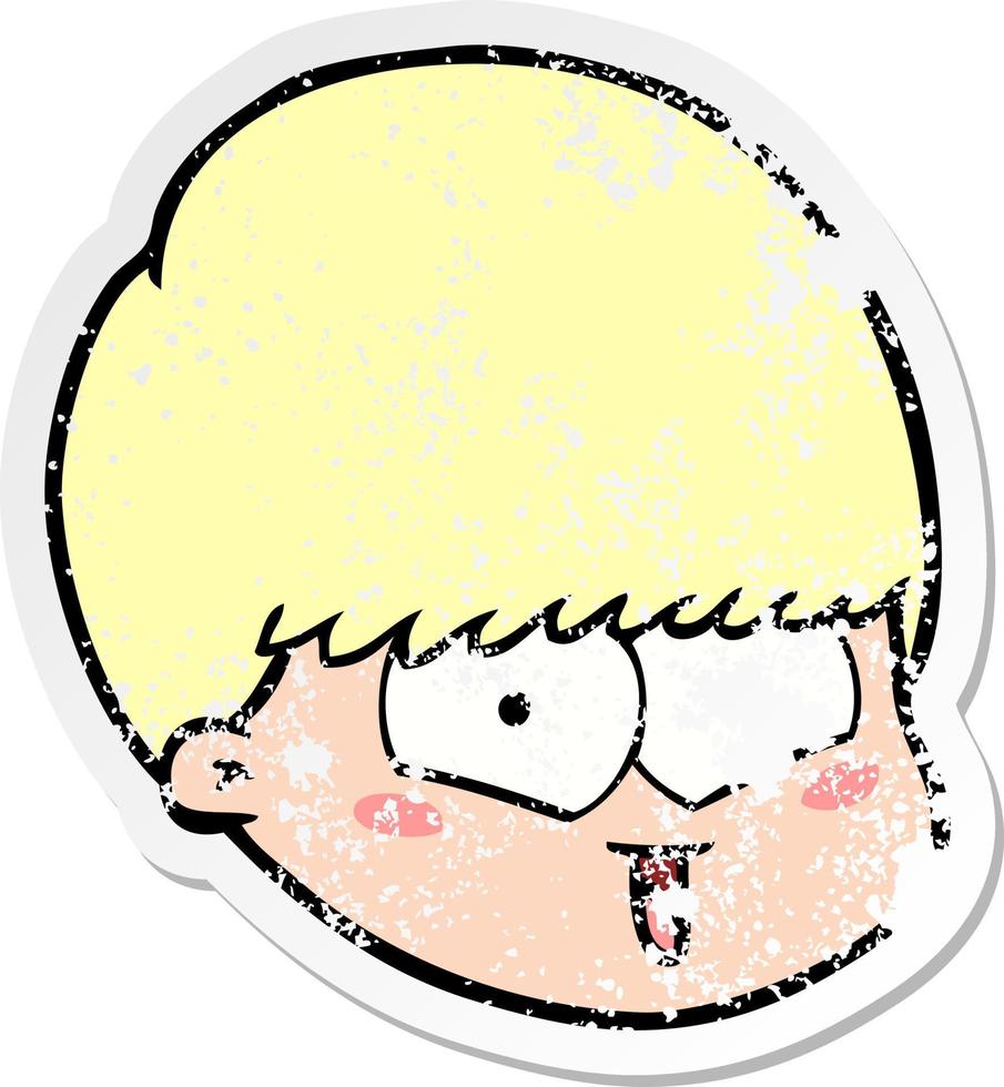 distressed sticker of a cartoon happy boy vector