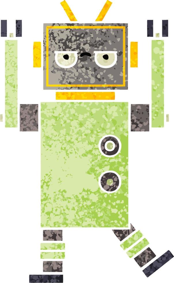 retro illustration style cartoon robot vector