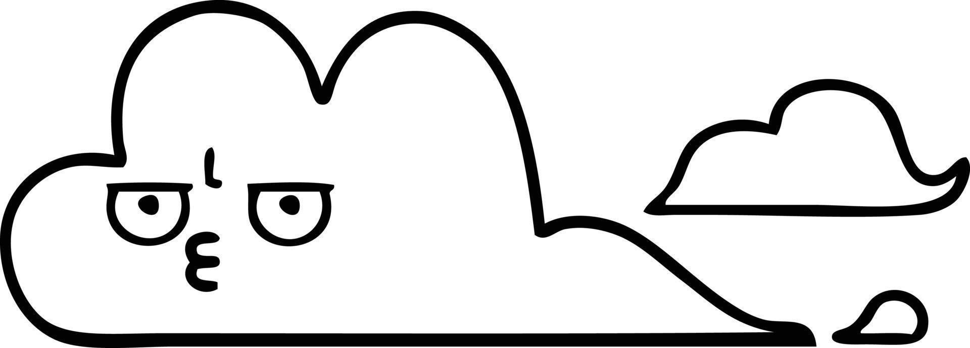 line drawing cartoon storm cloud vector