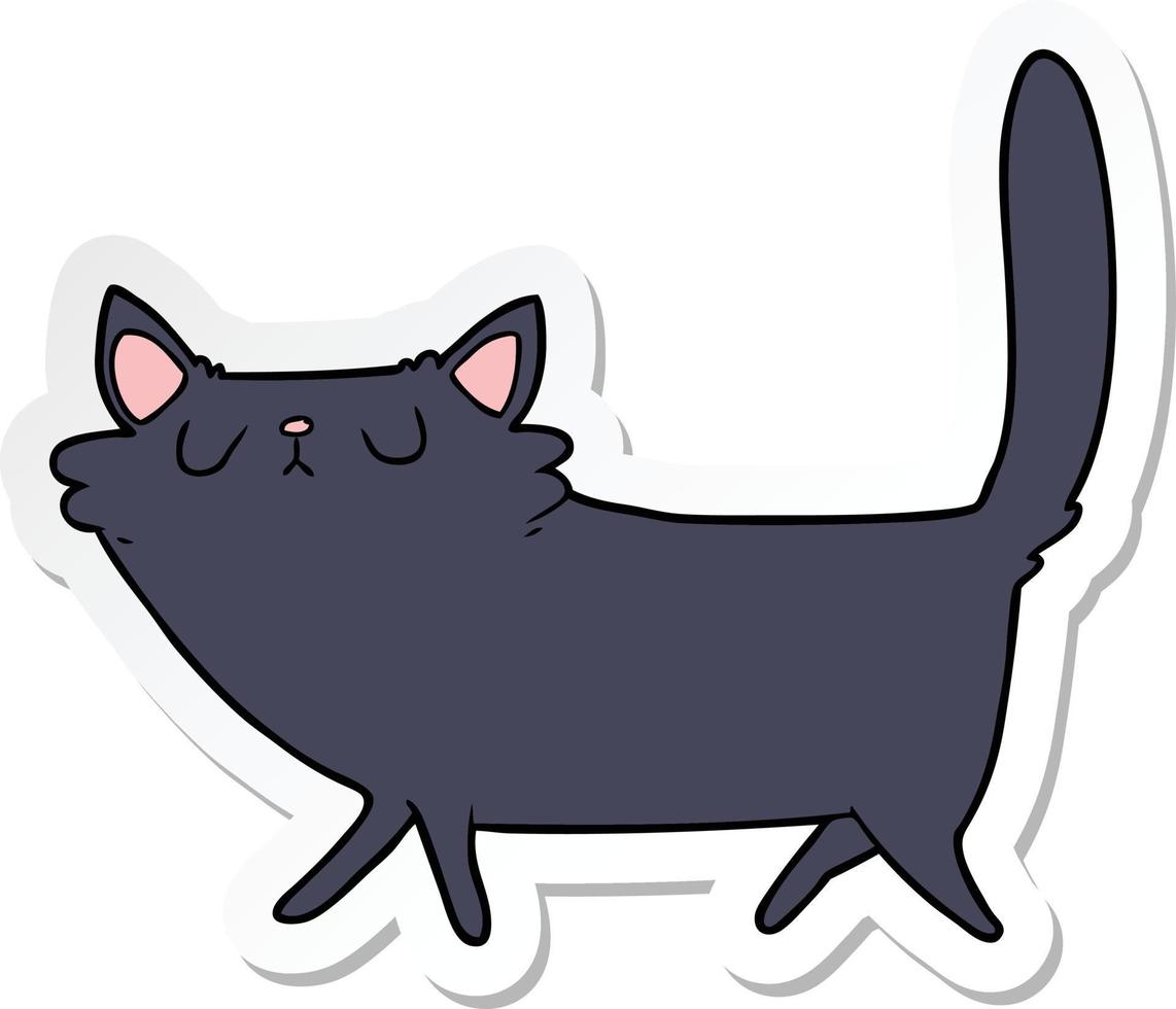 pegatina de un gato negro de dibujos animados vector