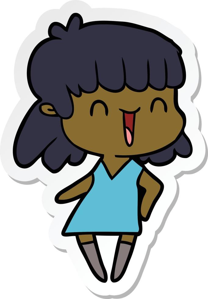 sticker of a cartoon woman vector
