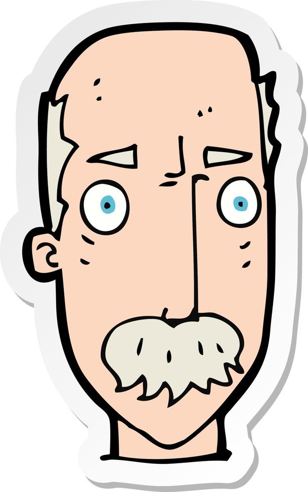 sticker of a cartoon annoyed old man vector