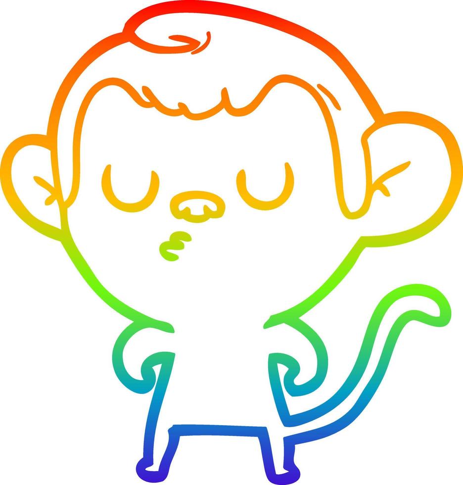 rainbow gradient line drawing cartoon monkey vector