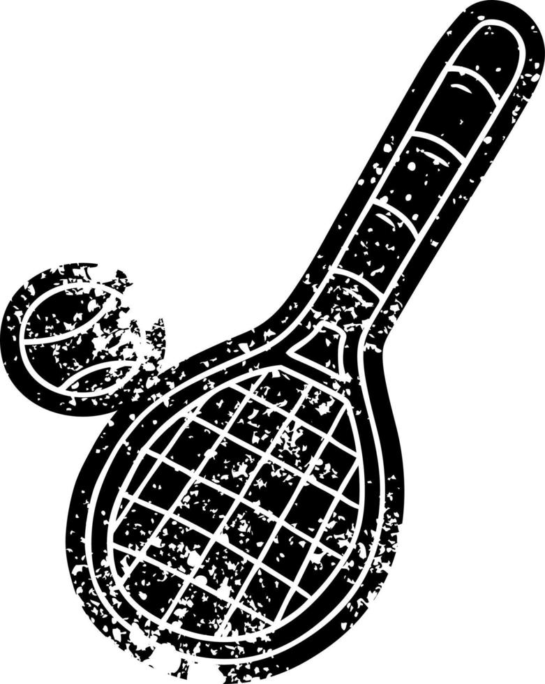 grunge icon drawing tennis racket and ball vector