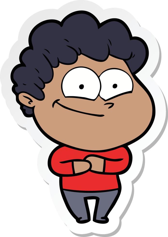 sticker of a cartoon happy man vector