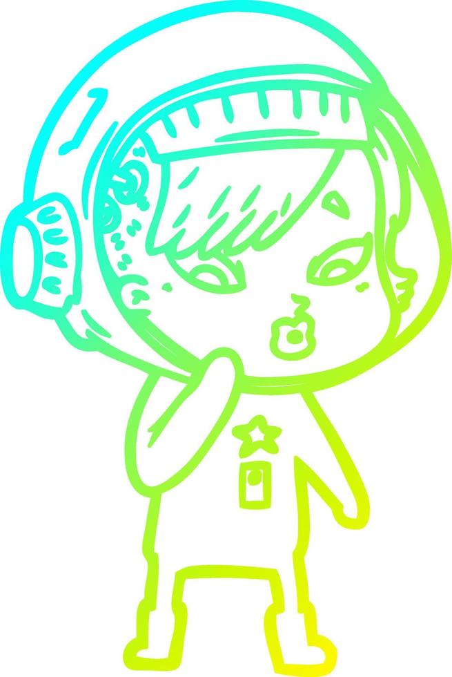cold gradient line drawing cartoon astronaut woman vector