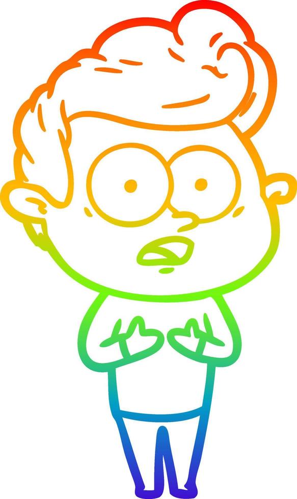 rainbow gradient line drawing cartoon staring man vector