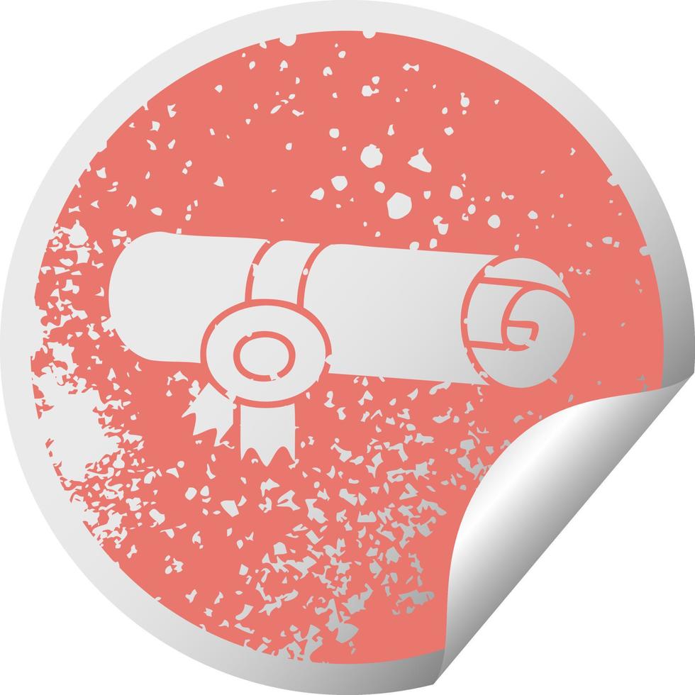 distressed circular peeling sticker symbol rolled certificate vector