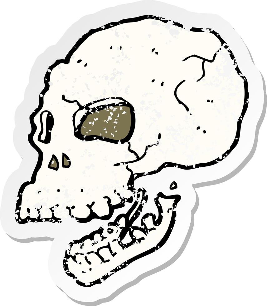 retro distressed sticker of a cartoon spooky skull vector