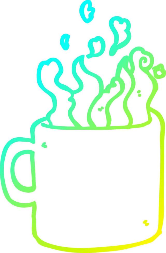 cold gradient line drawing cartoon hot cup of coffee vector