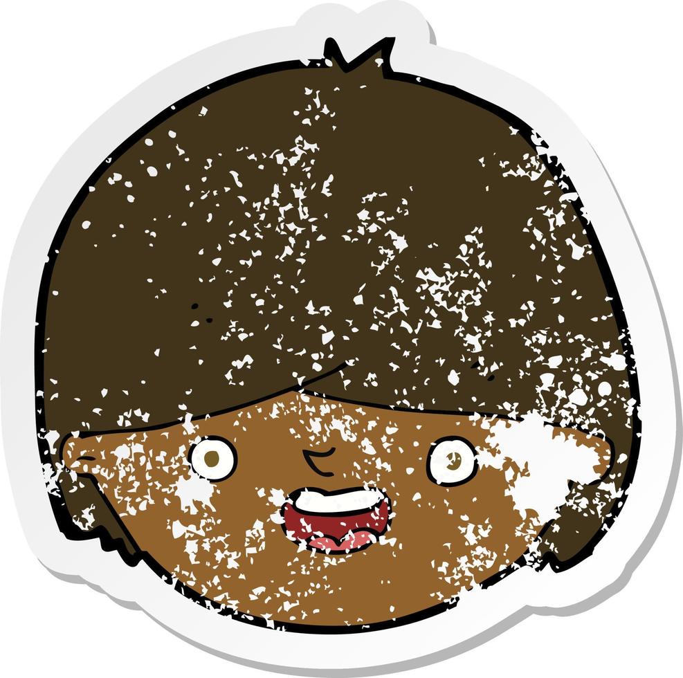 retro distressed sticker of a cartoon happy face vector
