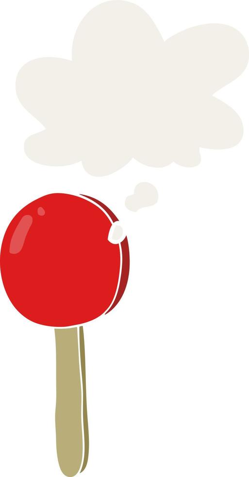 cartoon lollipop and thought bubble in retro style vector