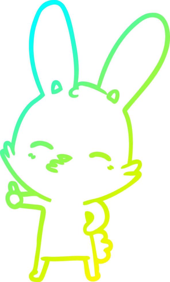 cold gradient line drawing curious bunny cartoon vector