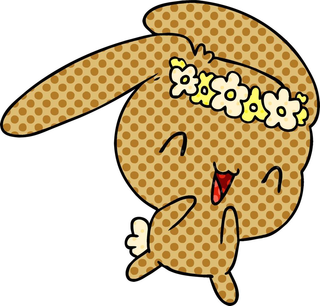 dibujos animados kawaii lindo conejito peludo vector