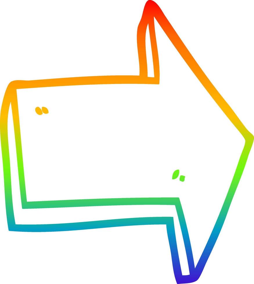 rainbow gradient line drawing cartoon pointing arrow vector