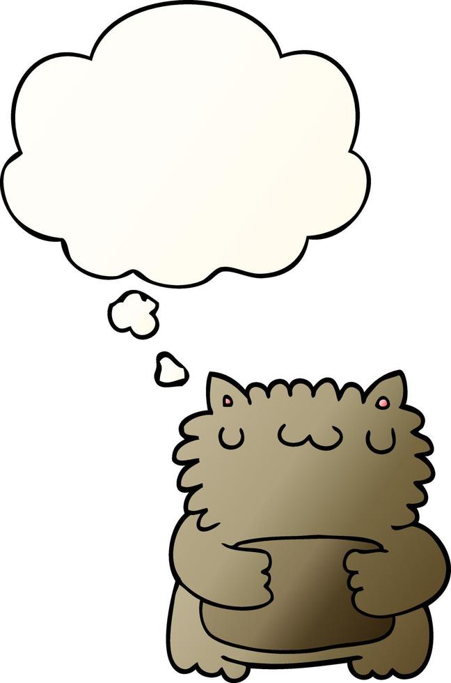 cartoon bear and thought bubble in smooth gradient style vector