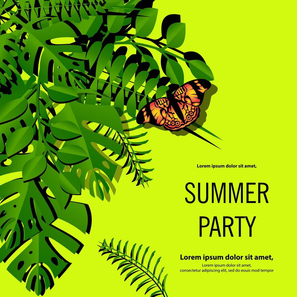 summer background with leaf decoration vector design