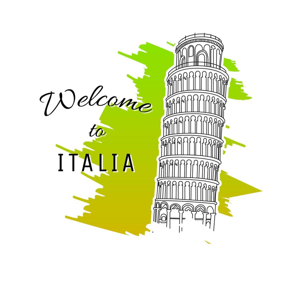 pisa tower lineart style vector illustration desing