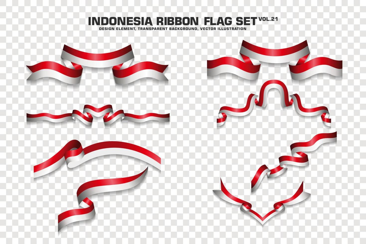 Indonesia Ribbon Flags Set, Element design, 3D style. vector Illustration