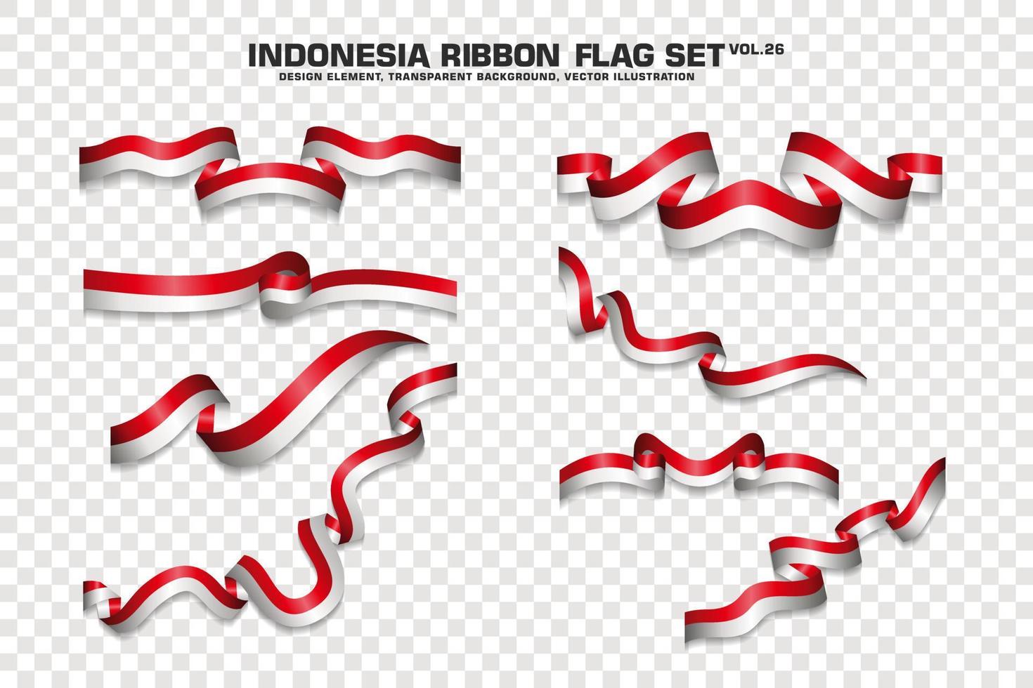 Indonesia Ribbon Flags Set, Element design, 3D style. vector Illustration