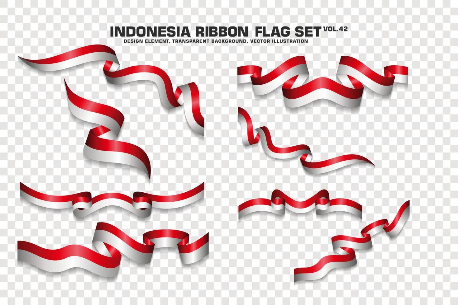 Indonesia Ribbon Flags Set, Element design, 3D style. vector Illustration