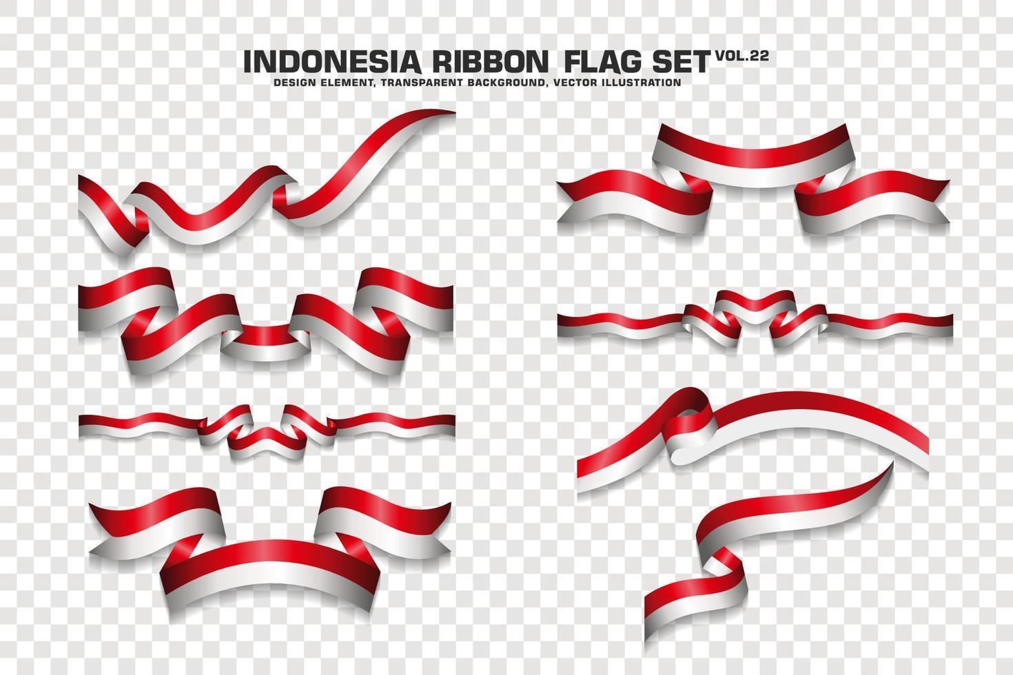 Indonesia Ribbon Flags Set, Element design, 3D style. vector Illustration