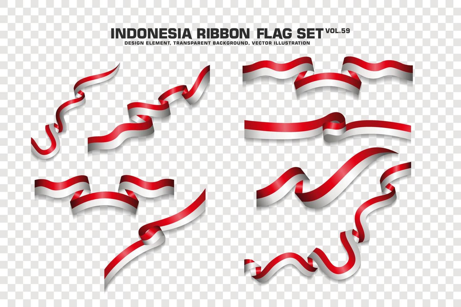 Indonesia Ribbon Flags Set, Element design, 3D style. vector Illustration