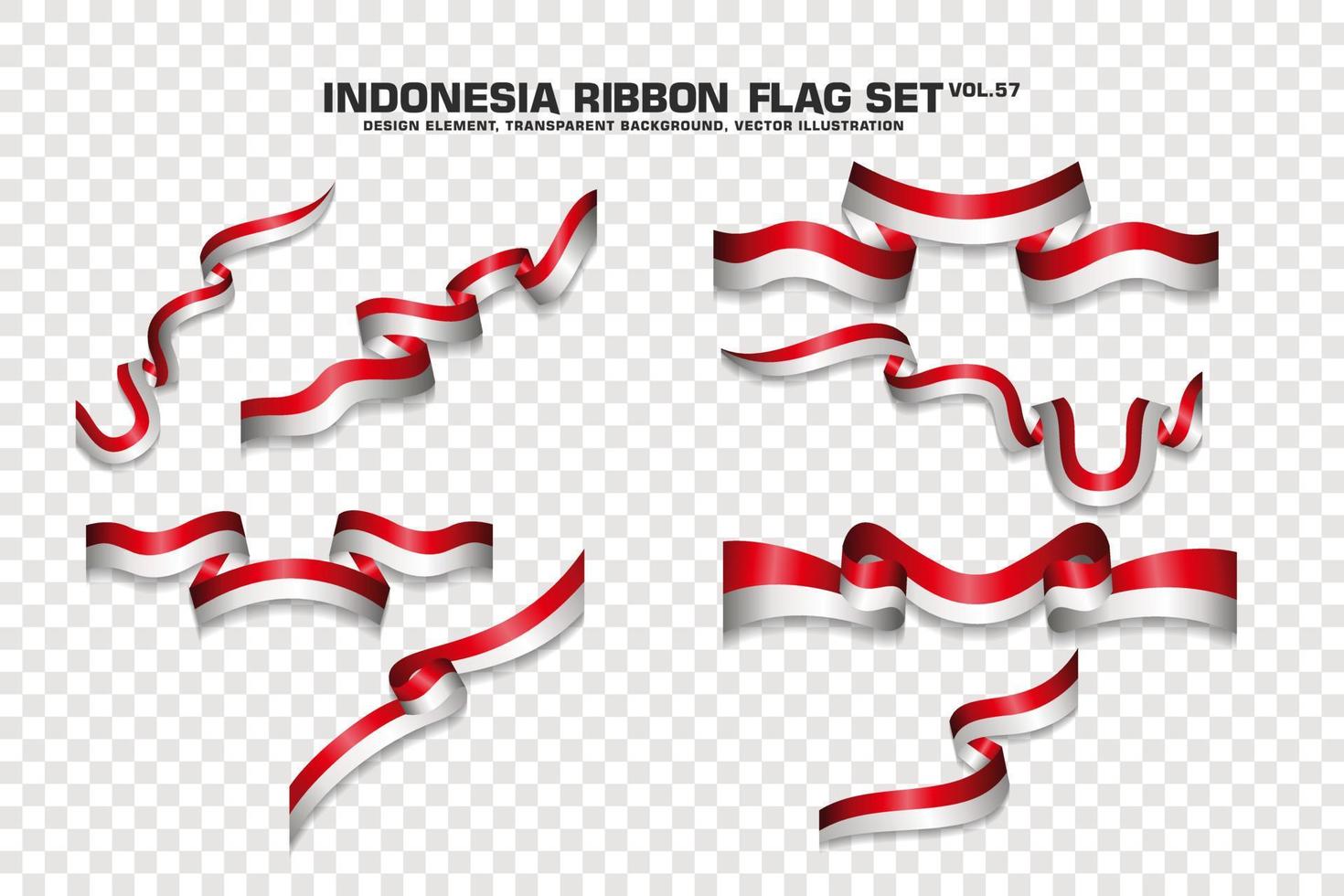 Indonesia Ribbon Flags Set, Element design, 3D style. vector Illustration