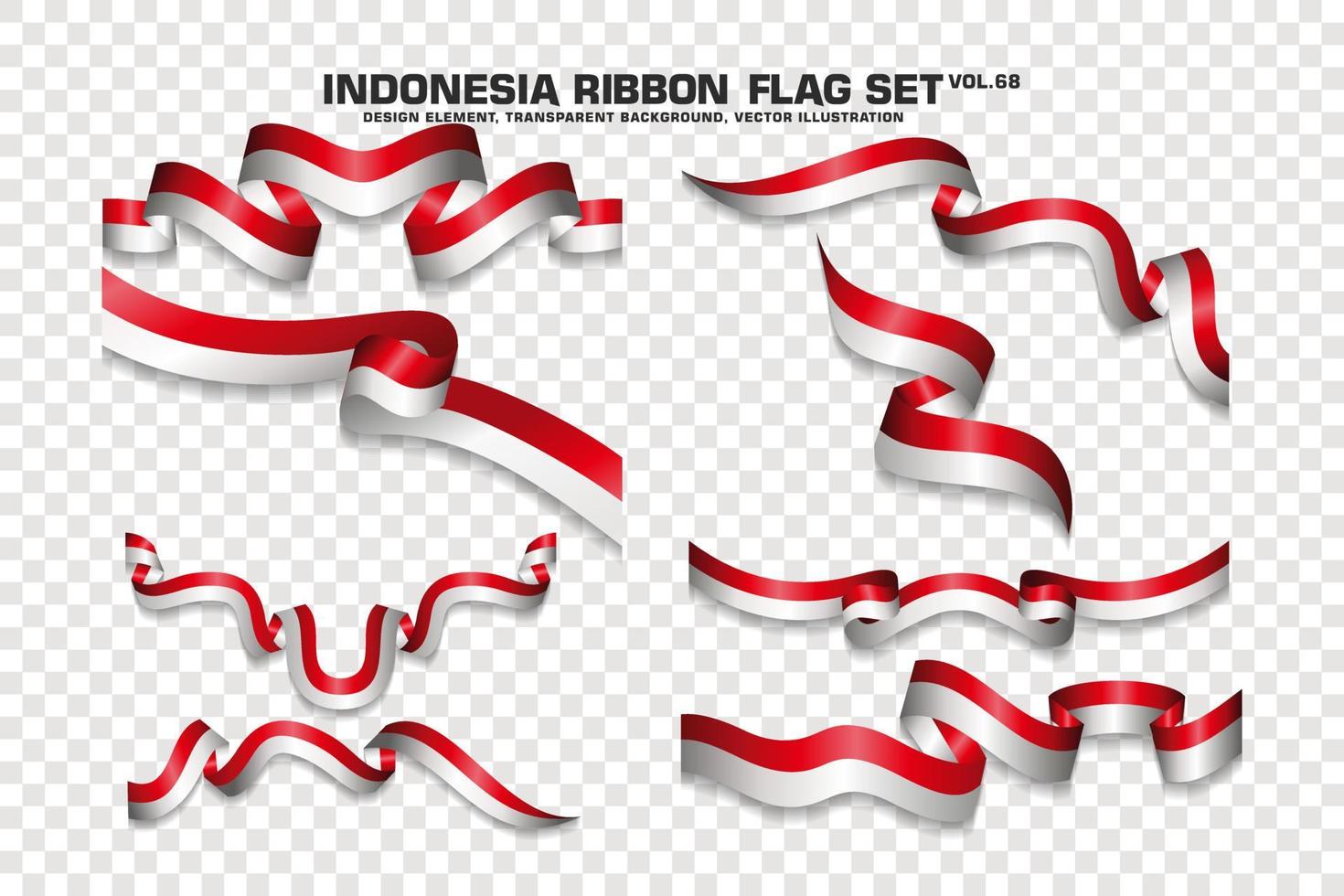 Indonesia Ribbon Flags Set, Element design, 3D style. vector Illustration