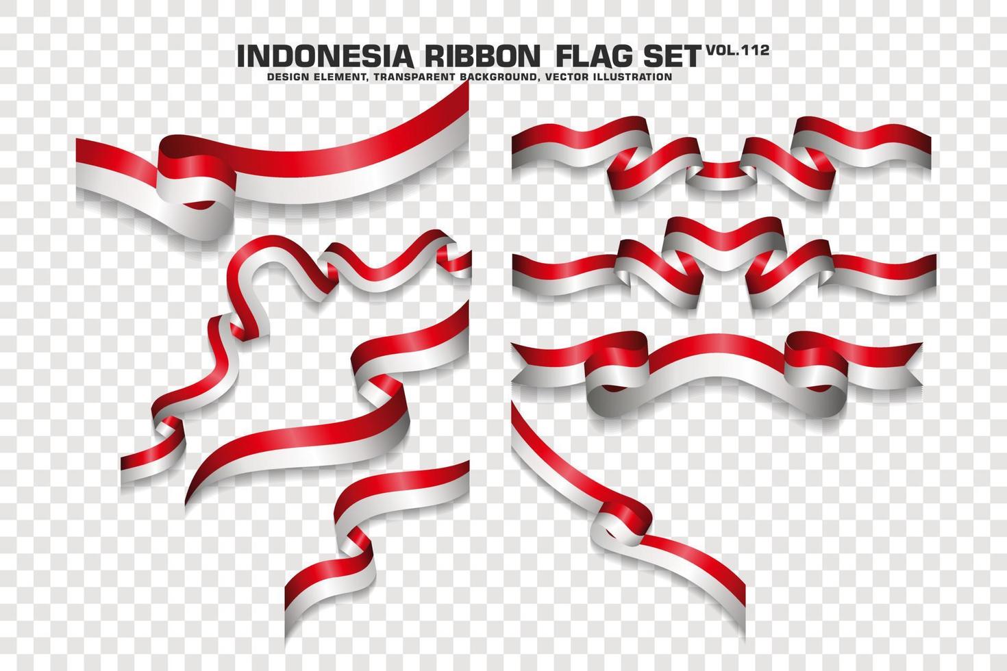 Indonesia Ribbon Flags Set, Element design, 3D style. vector Illustration