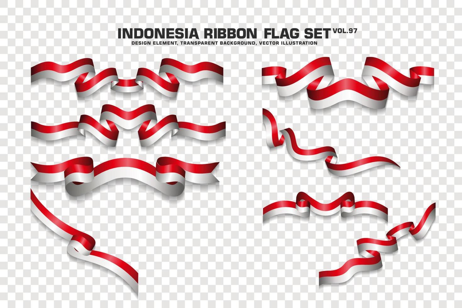 Indonesia Ribbon Flags Set, Element design, 3D style. vector Illustration