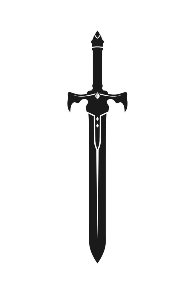 Medieval Sword Knight , Wariror Blade Silhouette logo design vector