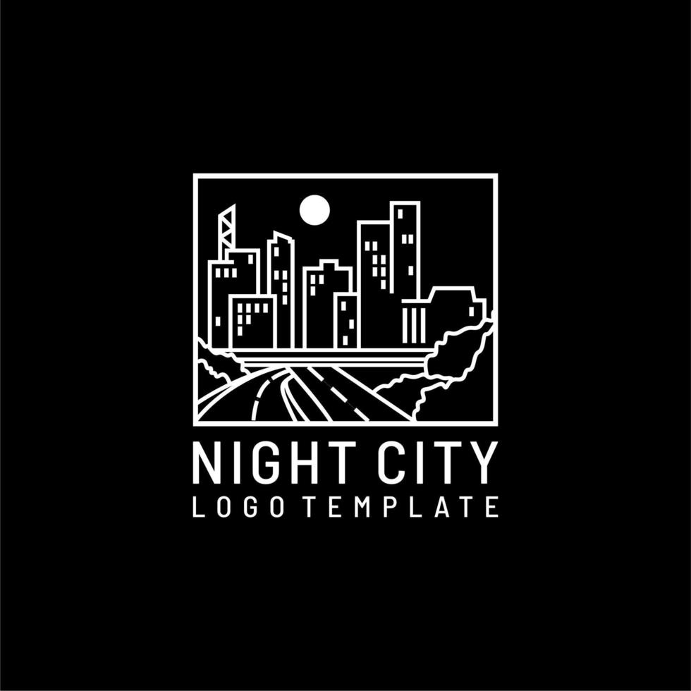 246.epscity edificios y carreteras por la noche diseño de logotipo vector