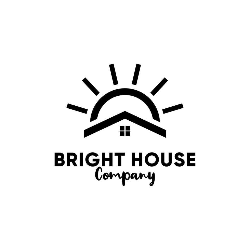 casa y sol para logotipo residencial o de propiedad vector
