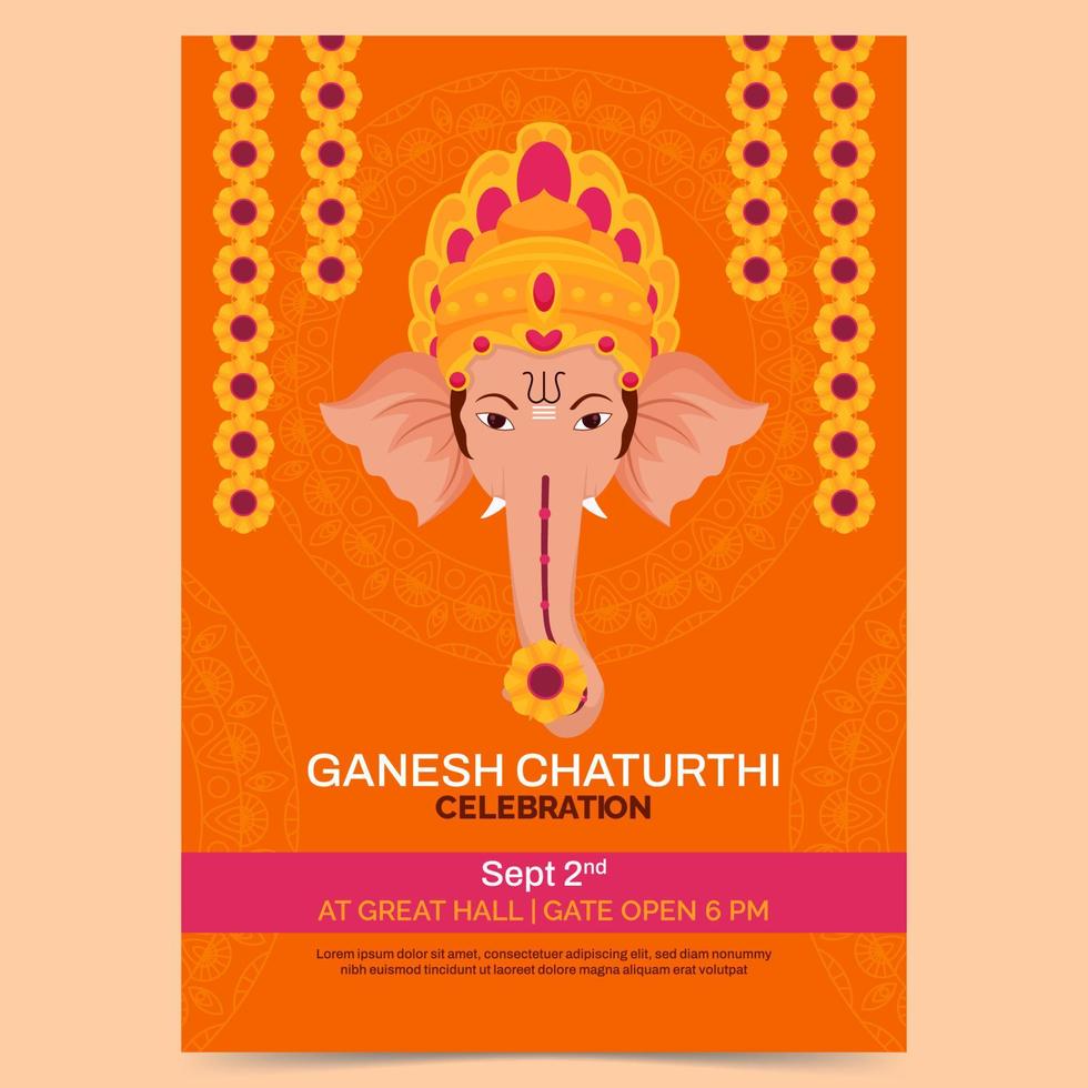 Ganesh Chaturthi Poster Template vector