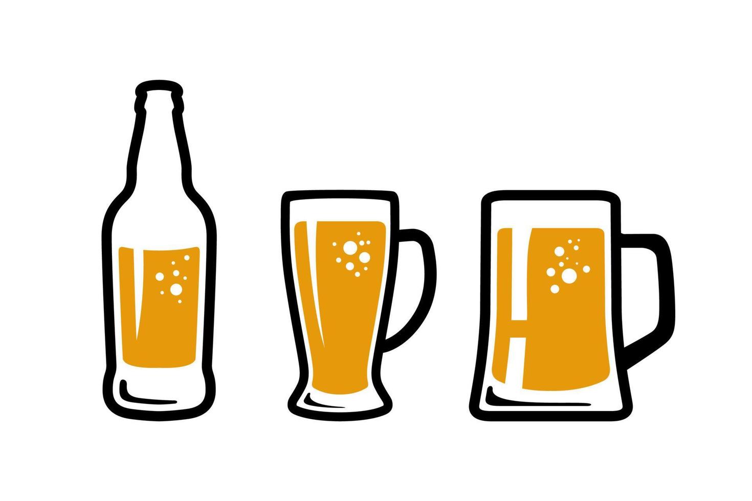 Glass Bottle Mug Beer Vector Collection Set