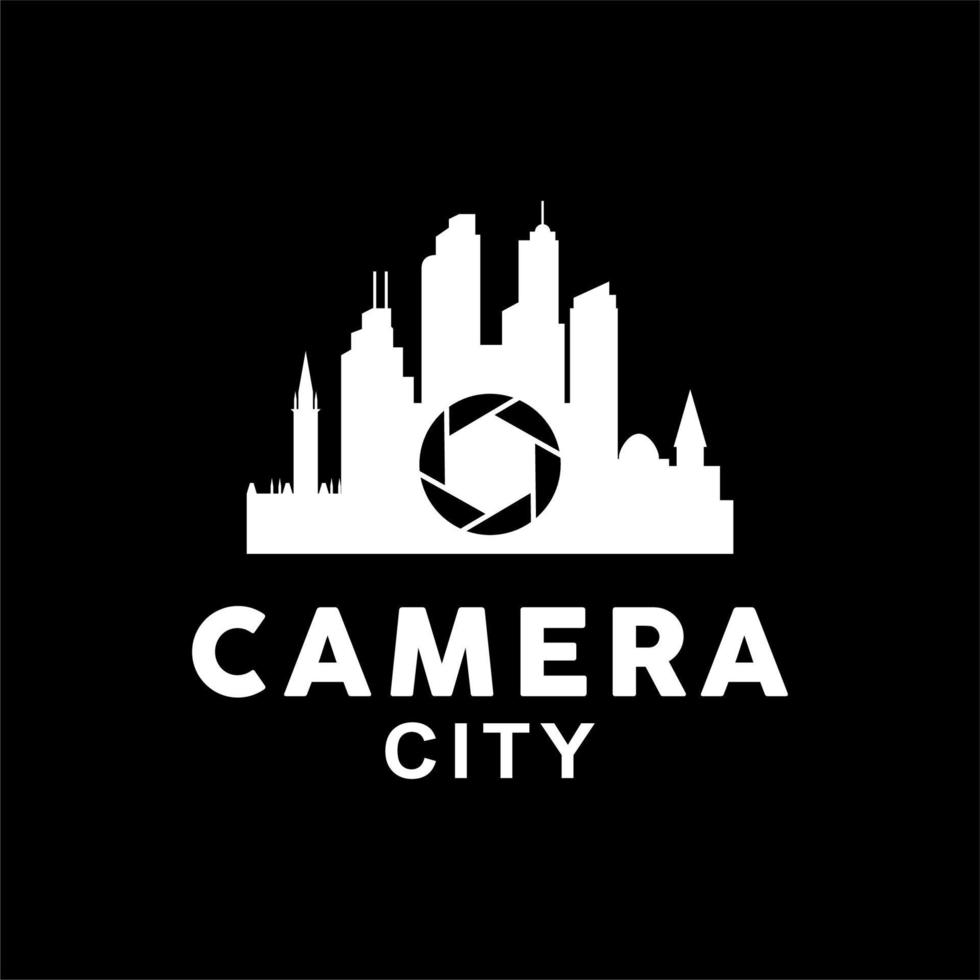obturador lente apertura cámara ciudad metrópolis centro fotógrafo estudio logotipo diseño vector